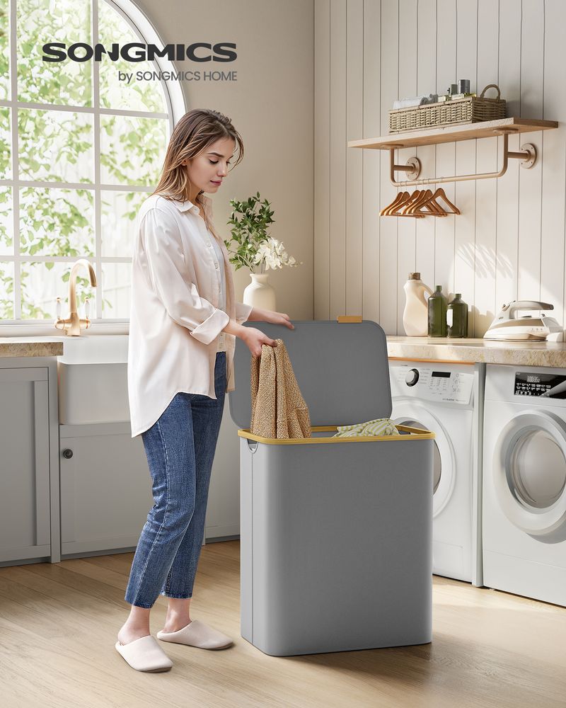23.8 Gallon Laundry Hamper With Lid Removable Liner Basket