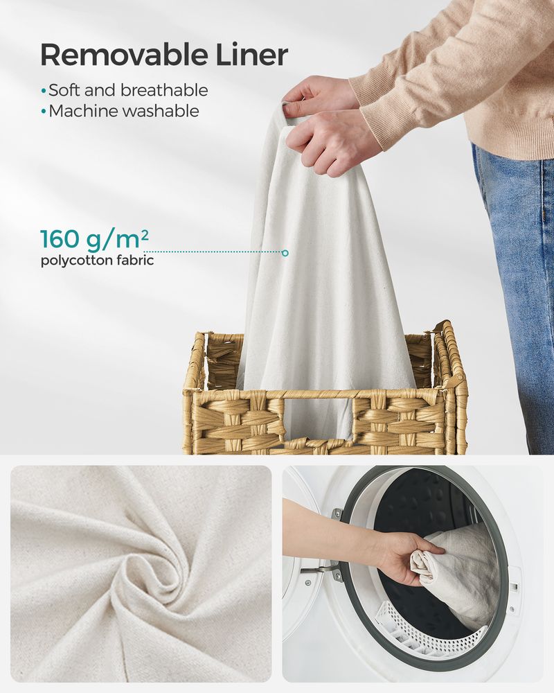 Laundry Basket With Lid - Synthetic Rattan - 23.8 Gallon
