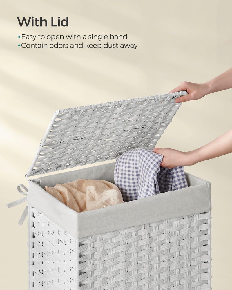 Laundry Basket With Lid - Synthetic Rattan - 23.8 Gallon