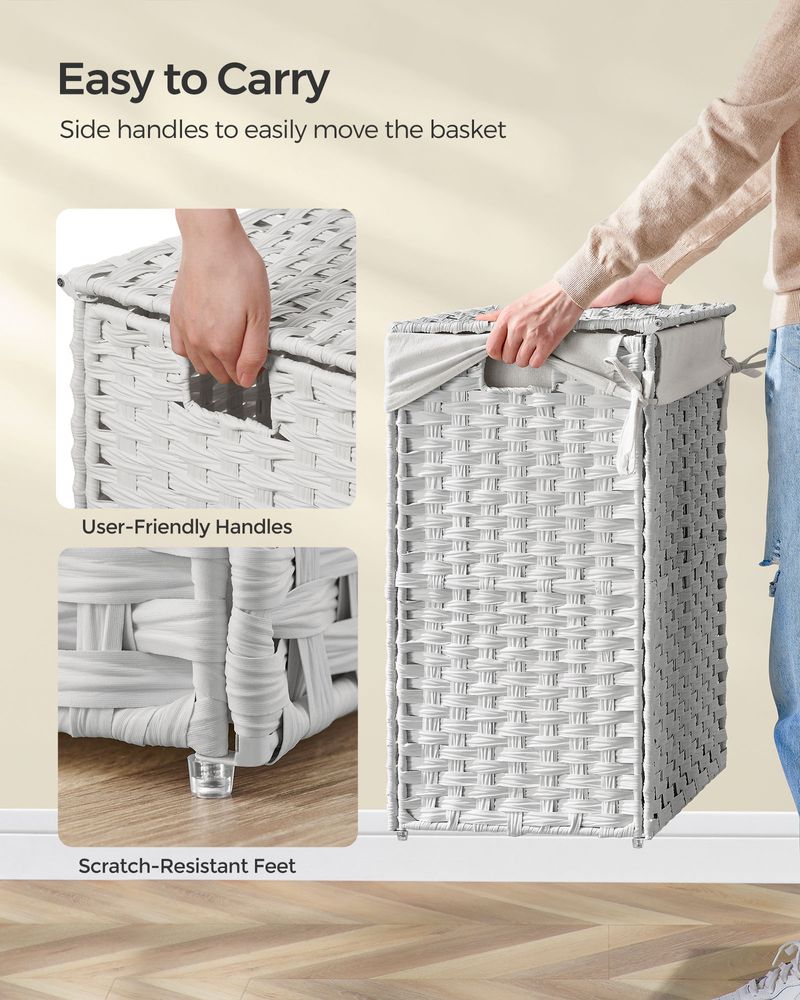 Laundry Basket With Lid - Synthetic Rattan - 23.8 Gallon