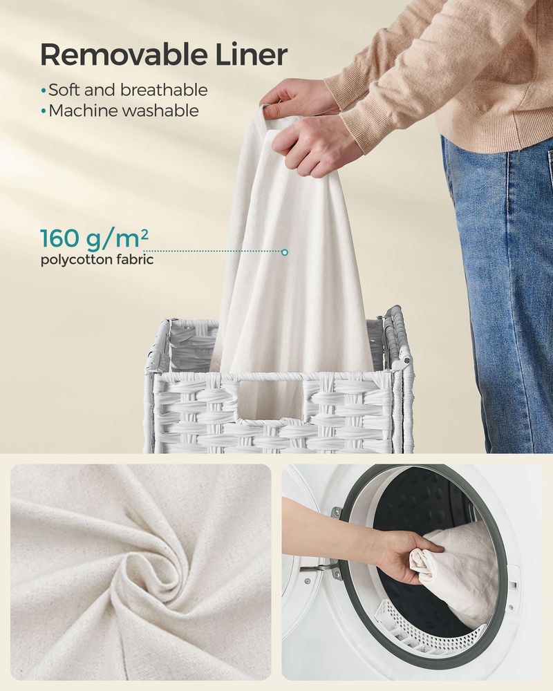 Laundry Basket With Lid - Synthetic Rattan - 23.8 Gallon
