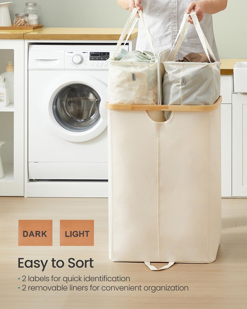 39 Gallon Laundry Hamper With Lid 2 Compartment Laundry Sorterv