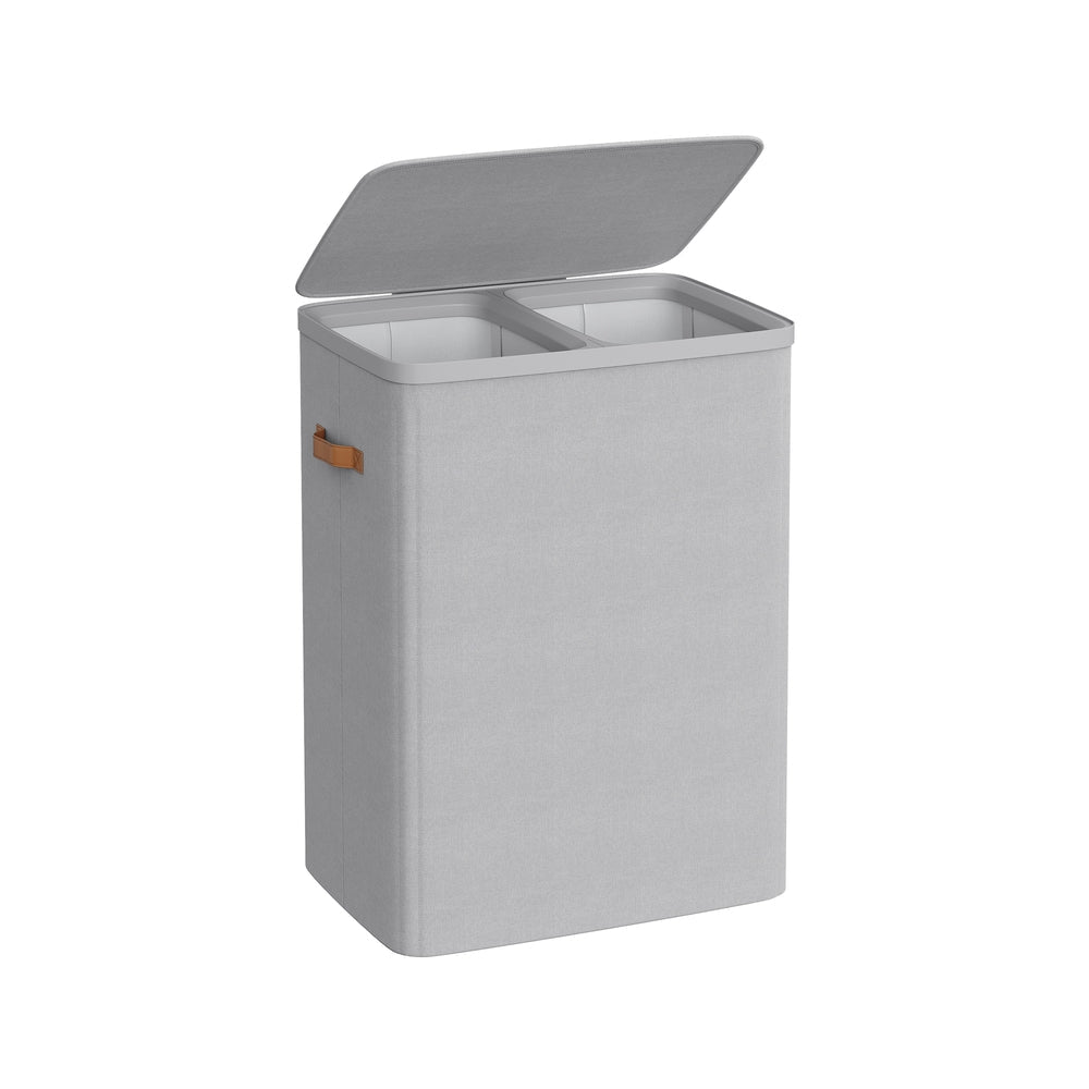 44.9 Gallon Laundry Hamper With Lid 2 Section Laundry Sorter