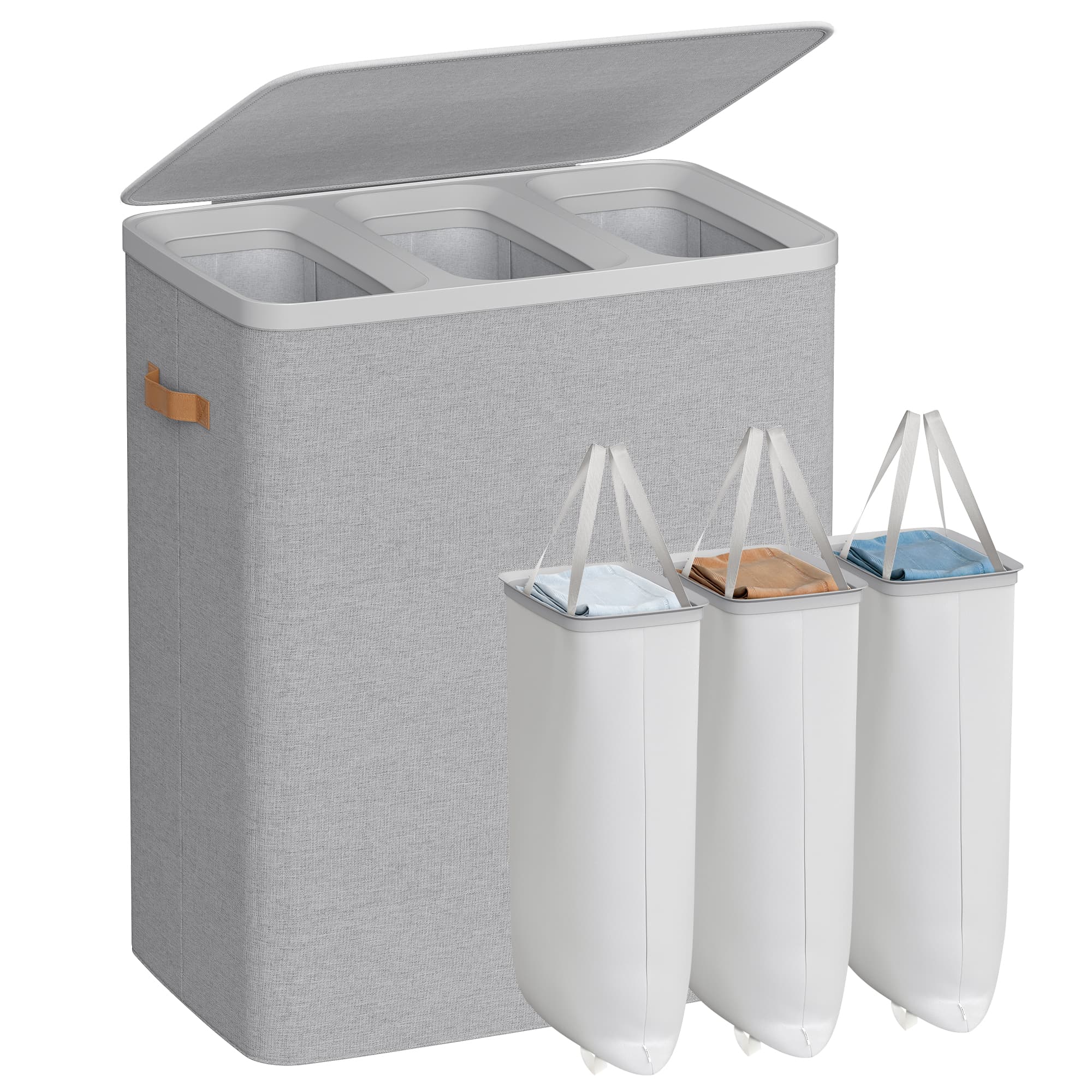 44.9 Gallon Laundry Hamper With Lid 2 Section Laundry Sorter