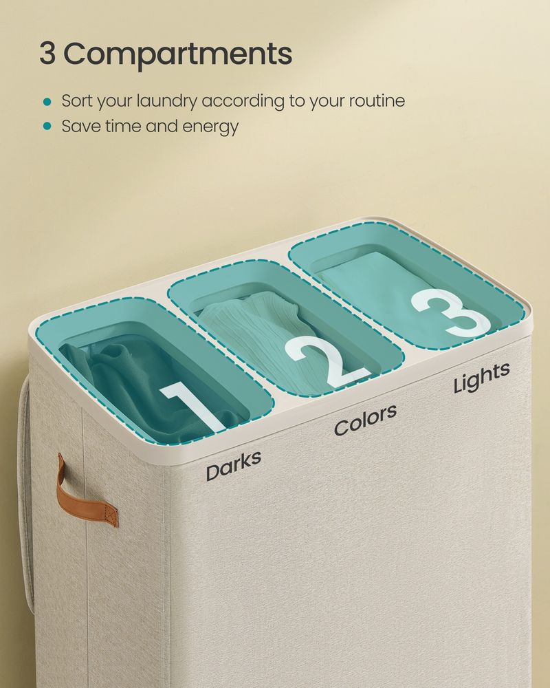 44.9 Gallon Laundry Hamper With Lid 2 Section Laundry Sorter