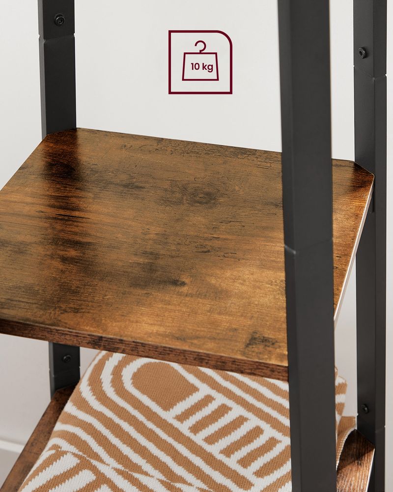 Coat Stand With 3 Shelves – 8 Hooks – Industrial Entryway Organizer