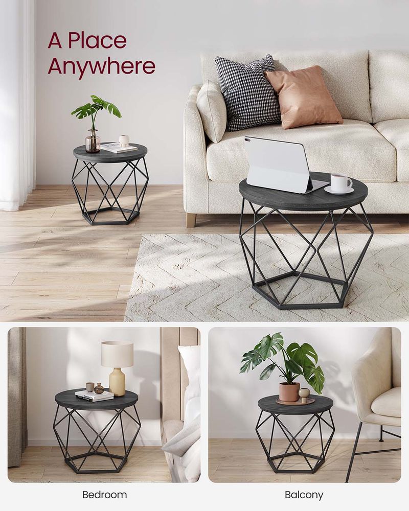 Round Coffee Table Set Of 2 - Steel Frame - Modern Living Room