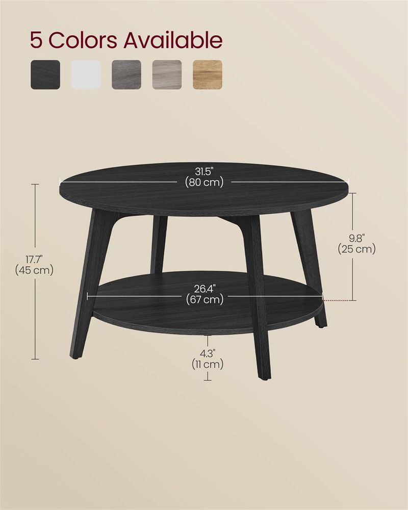 2-Tier Round Coffee Table – Modern Design – Living Room Storage Table