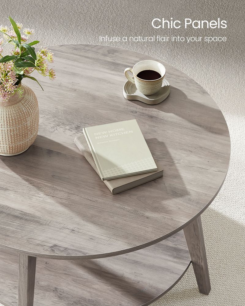 2-Tier Round Coffee Table – Modern Design – Living Room Storage Table