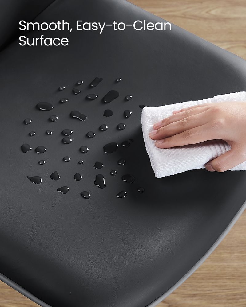 Leather Dining Chairs Set – Padded Seats & Backrest – Steel Legs