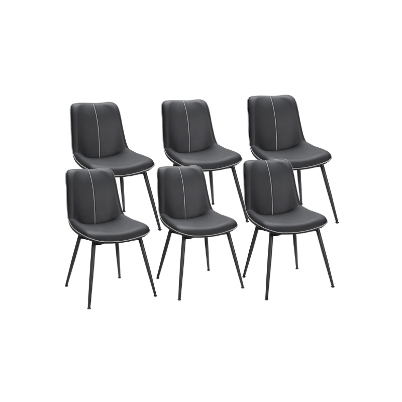 Leather Dining Chairs Set – Padded Seats & Backrest – Steel Legs
