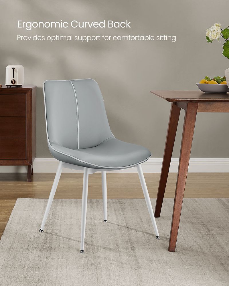 Leather Dining Chairs Set – Padded Seats & Backrest – Steel Legs