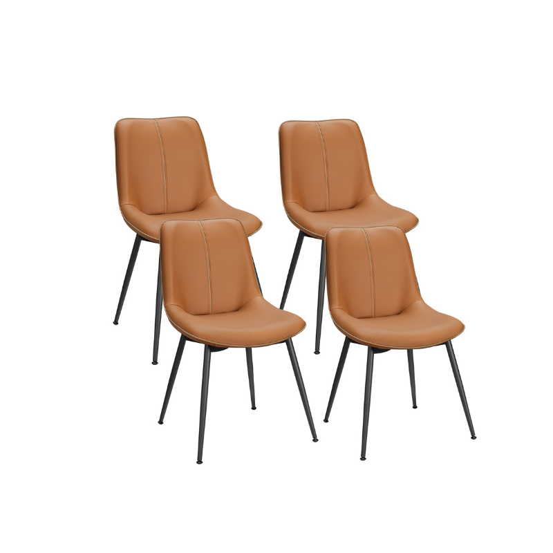 Leather Dining Chairs Set – Padded Seats & Backrest – Steel Legs