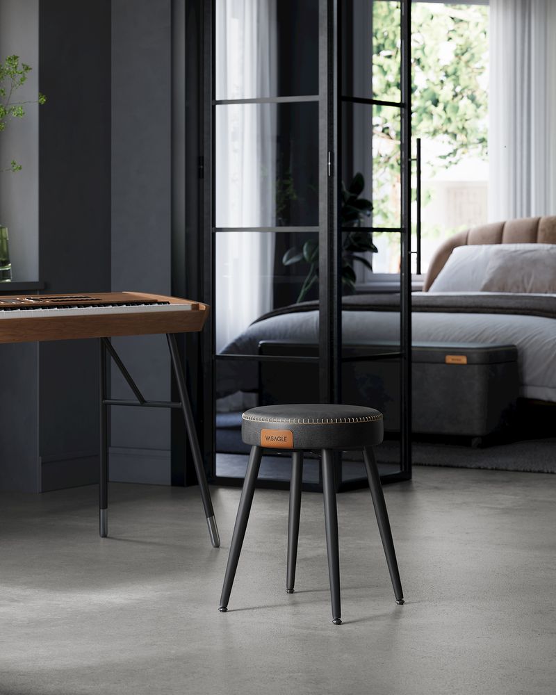 Dining Stool – Padded Faux Leather Seat – Space-Saving Design