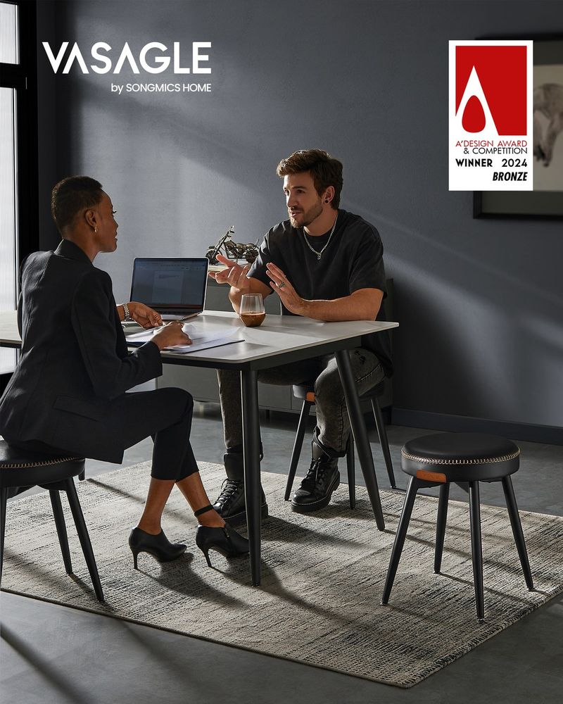 Dining Stool – Padded Faux Leather Seat – Space-Saving Design