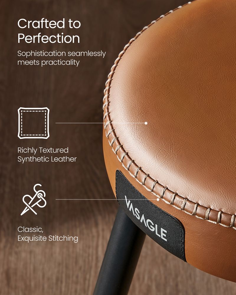 Dining Stool – Padded Faux Leather Seat – Space-Saving Design
