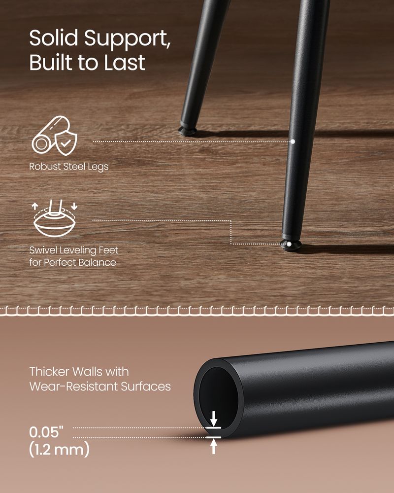 Dining Stool – Padded Faux Leather Seat – Space-Saving Design