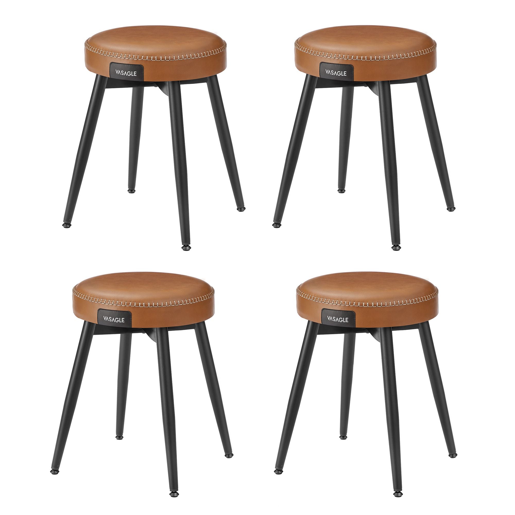 Dining Stool – Padded Faux Leather Seat – Space-Saving Design