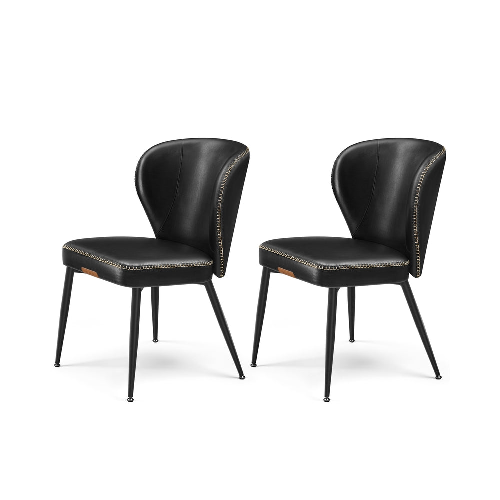 Dining Chairs Set – Padded Faux Leather Seats – Steel Legs