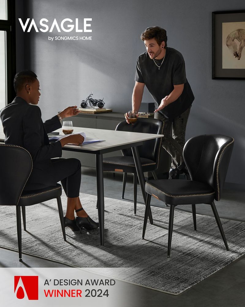 Dining Chairs Set – Padded Faux Leather Seats – Steel Legs