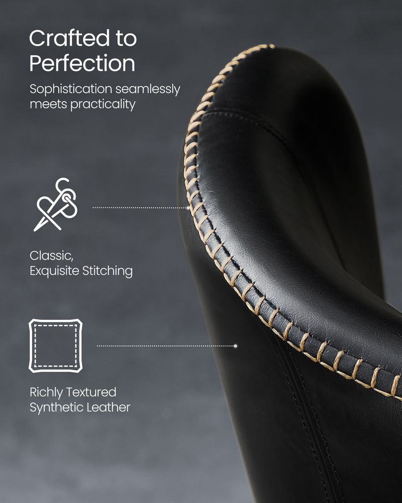 Dining Chairs Set – Padded Faux Leather Seats – Steel Legs