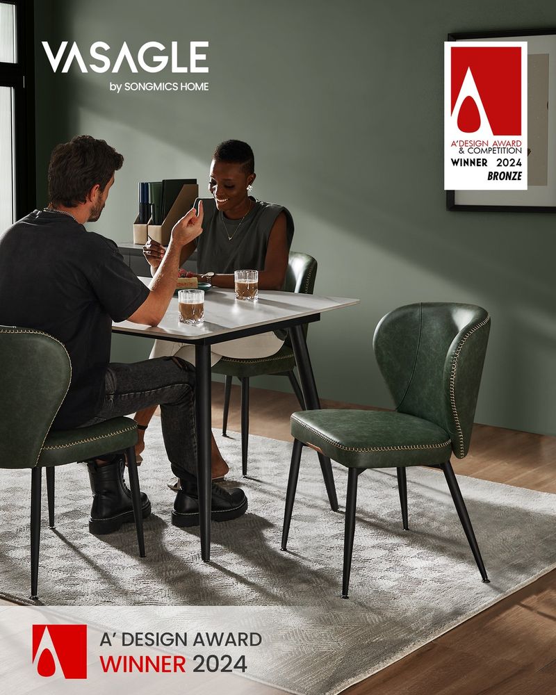 Dining Chairs Set – Padded Faux Leather Seats – Steel Legs