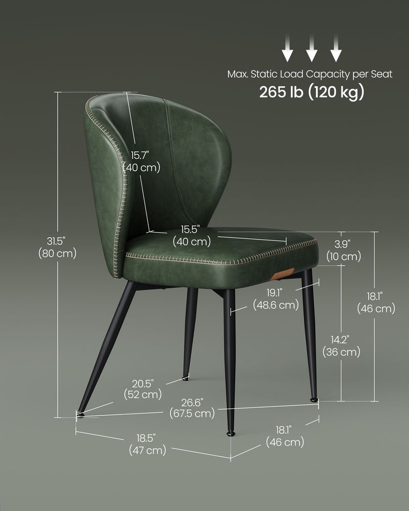 Dining Chairs Set – Padded Faux Leather Seats – Steel Legs