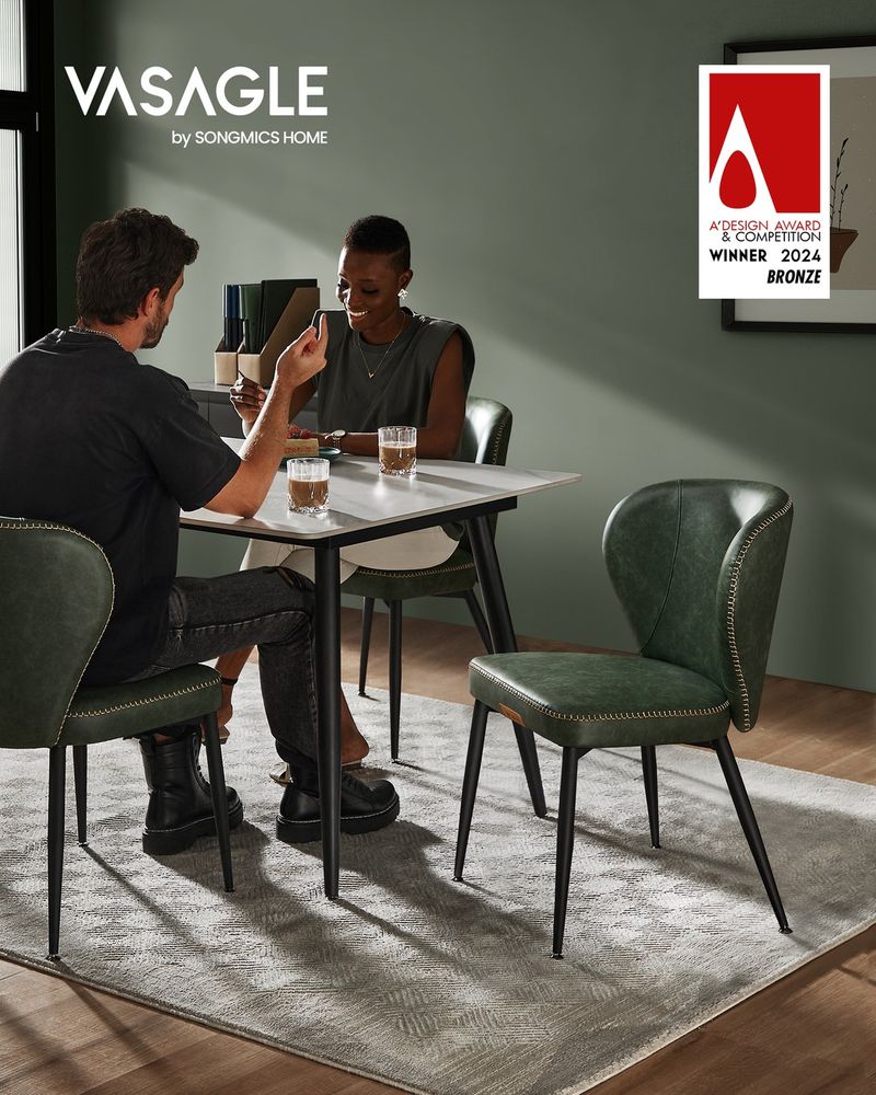 Dining Chairs Set of 2 Upholstered Padded Seat With Metal Legs
