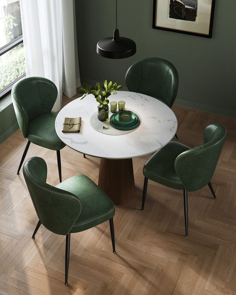 Dining Chairs Set of 2 Upholstered Padded Seat With Metal Legs