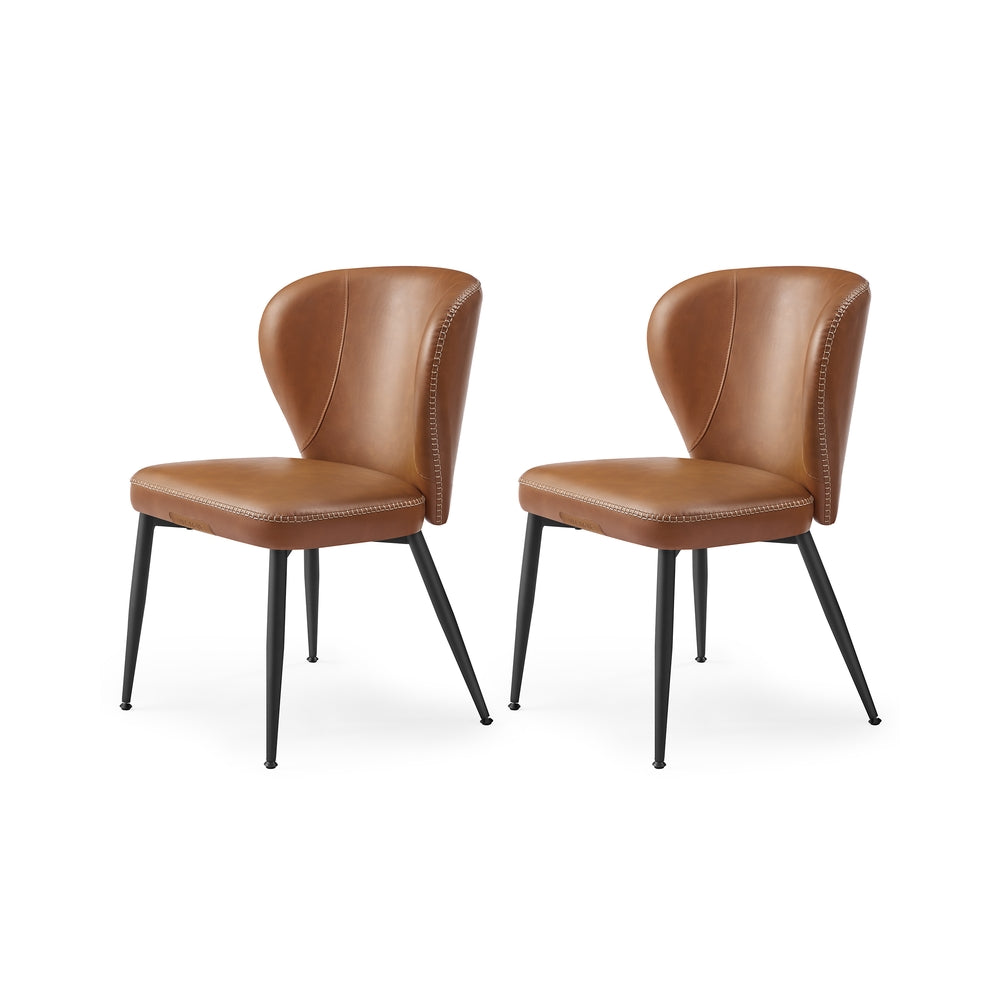 Dining Chairs Set – Padded Faux Leather Seats – Steel Legs