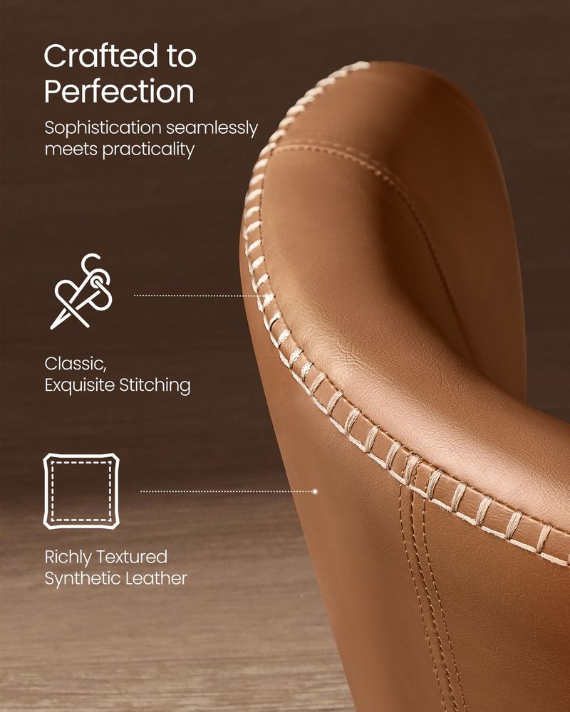 Dining Chairs Set – Padded Faux Leather Seats – Steel Legs