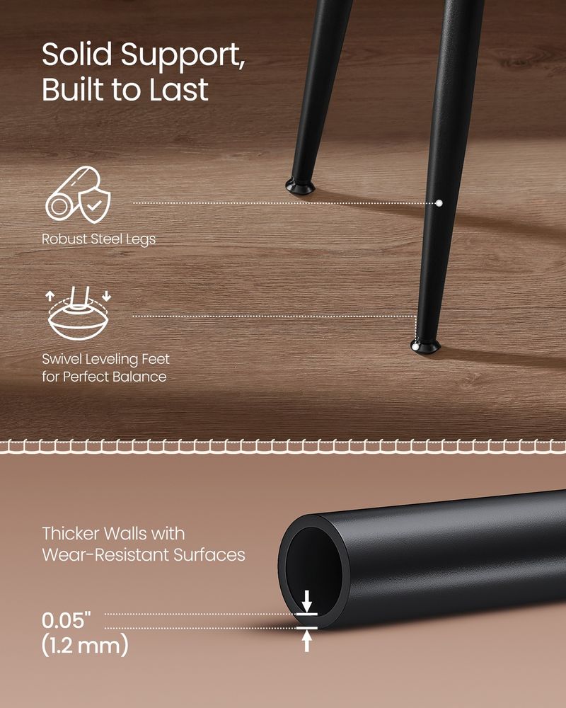 Dining Chairs Set – Padded Faux Leather Seats – Steel Legs