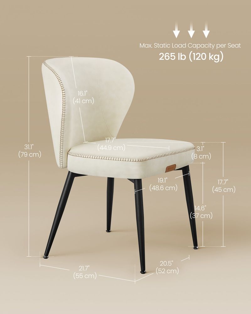 Dining Chairs Set – Padded Faux Leather Seats – Steel Legs