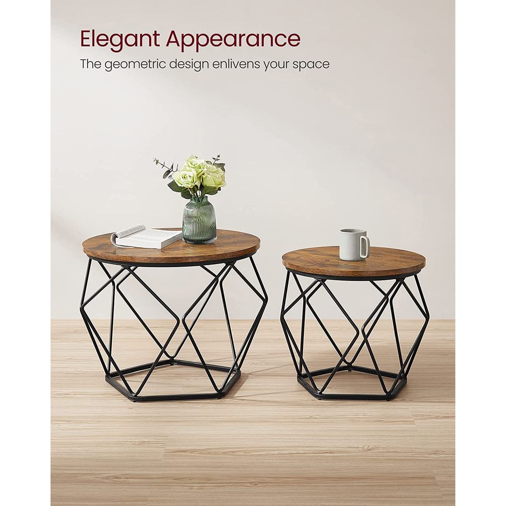 Round Coffee Table Set Of 2 - Steel Frame - Modern Living Room