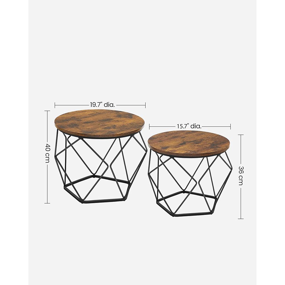Round Coffee Table Set Of 2 - Steel Frame - Modern Living Room