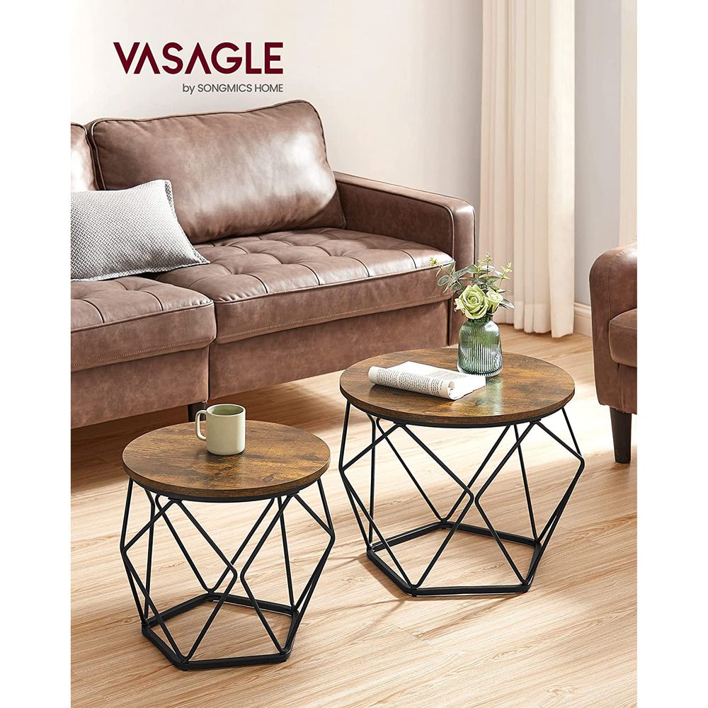 Round Coffee Table Set Of 2 - Steel Frame - Modern Living Room