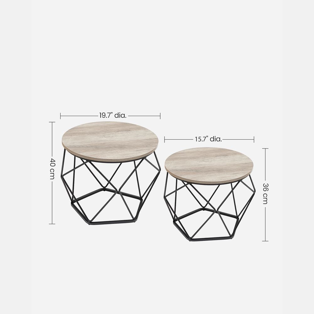 Round Coffee Table Set Of 2 - Steel Frame - Modern Living Room