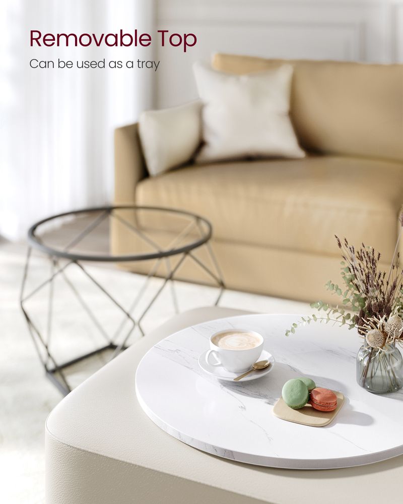 Round Coffee Table Set Of 2 - Steel Frame - Modern Living Room