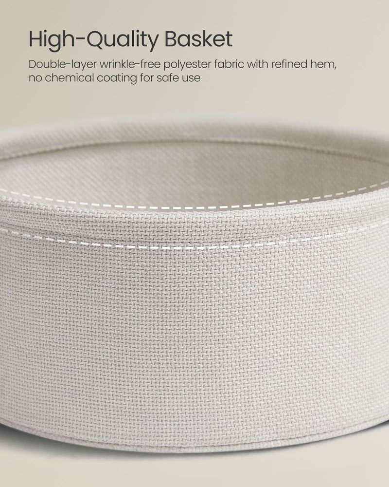 Nightstand - Modern Round - With Fabric Storage Basket
