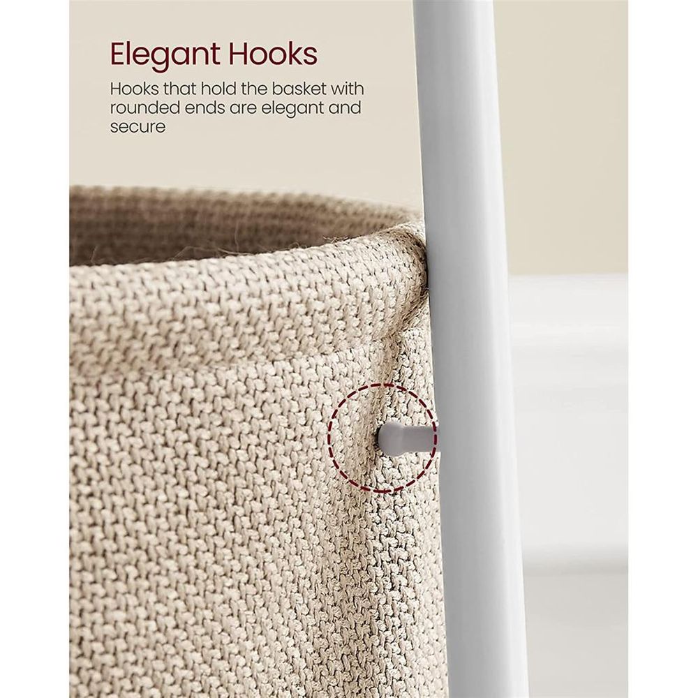 Nightstand - Modern Round - With Fabric Storage Basket