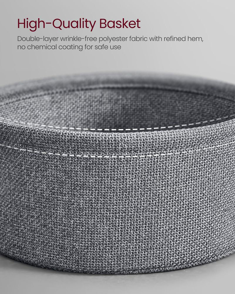 Side Table With Charging Station – Fabric Basket – Metal Legs