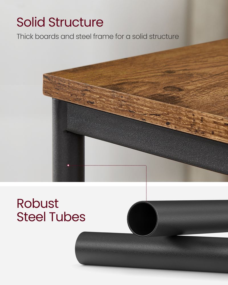 Small End Table With 3 Tiers – Industrial Design – Slim Space-Saving Table