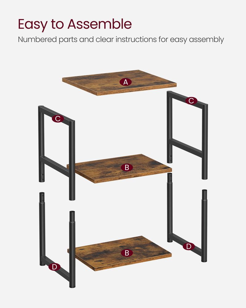 Small End Table With 3 Tiers – Industrial Design – Slim Space-Saving Table