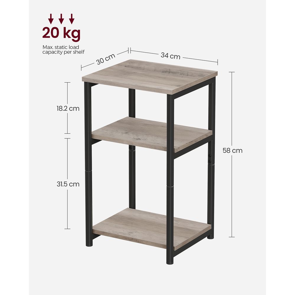 Small End Table With 3 Tiers – Industrial Design – Slim Space-Saving Table