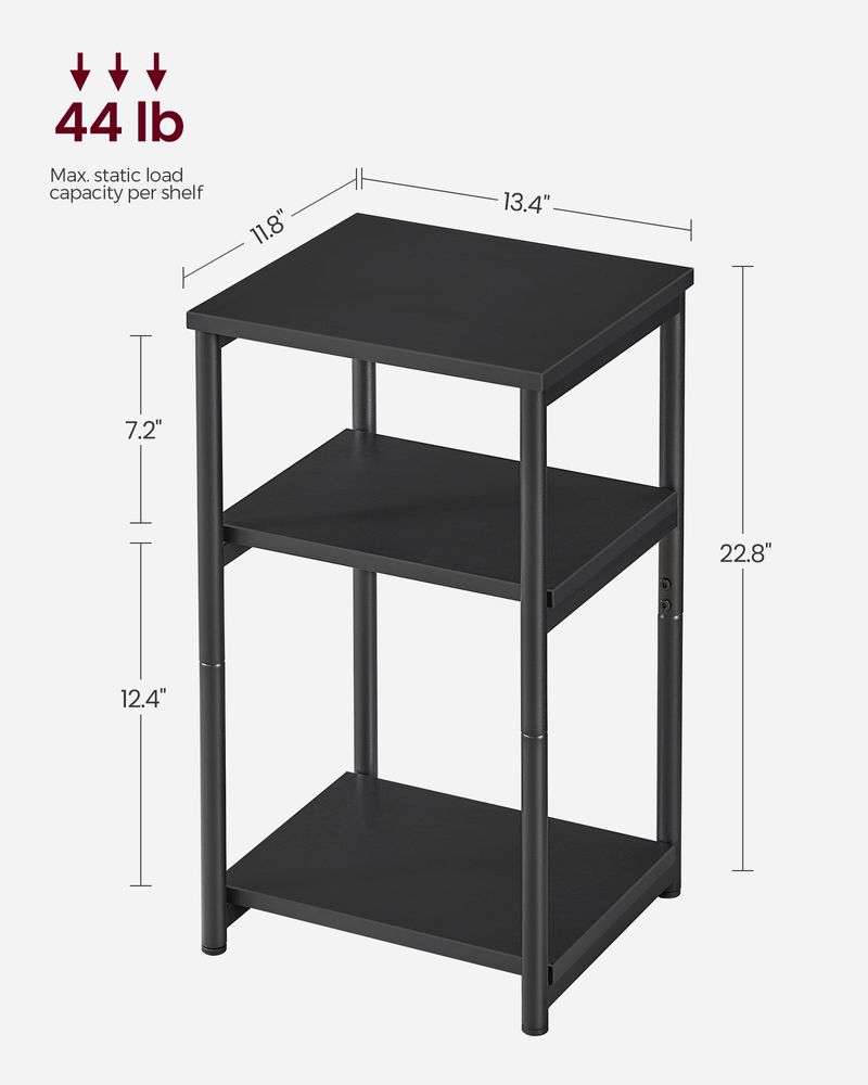 Small End Table With 3 Tiers – Industrial Design – Slim Space-Saving Table