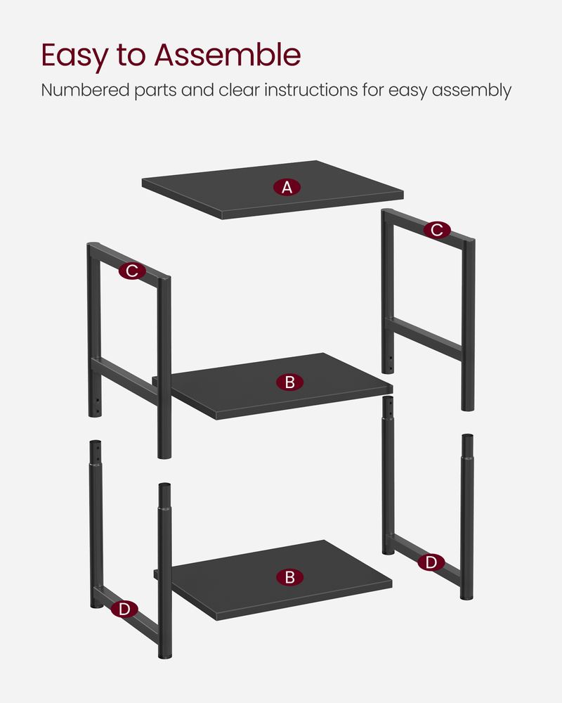 Small End Table With 3 Tiers – Industrial Design – Slim Space-Saving Table