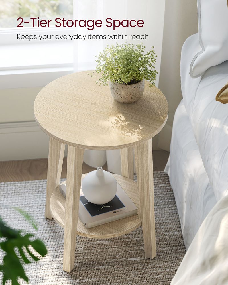 Round End Table - Small - With Lower Shelf Storage