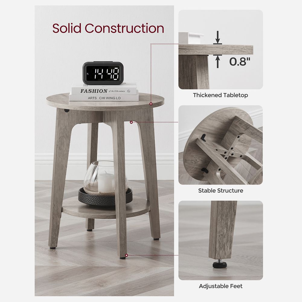 Round End Table - Small - With Lower Shelf Storage