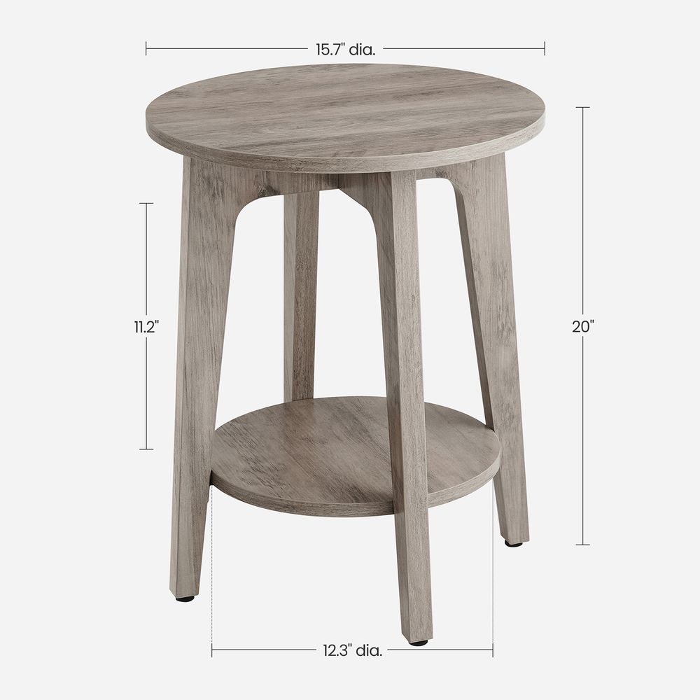 Round End Table - Small - With Lower Shelf Storage