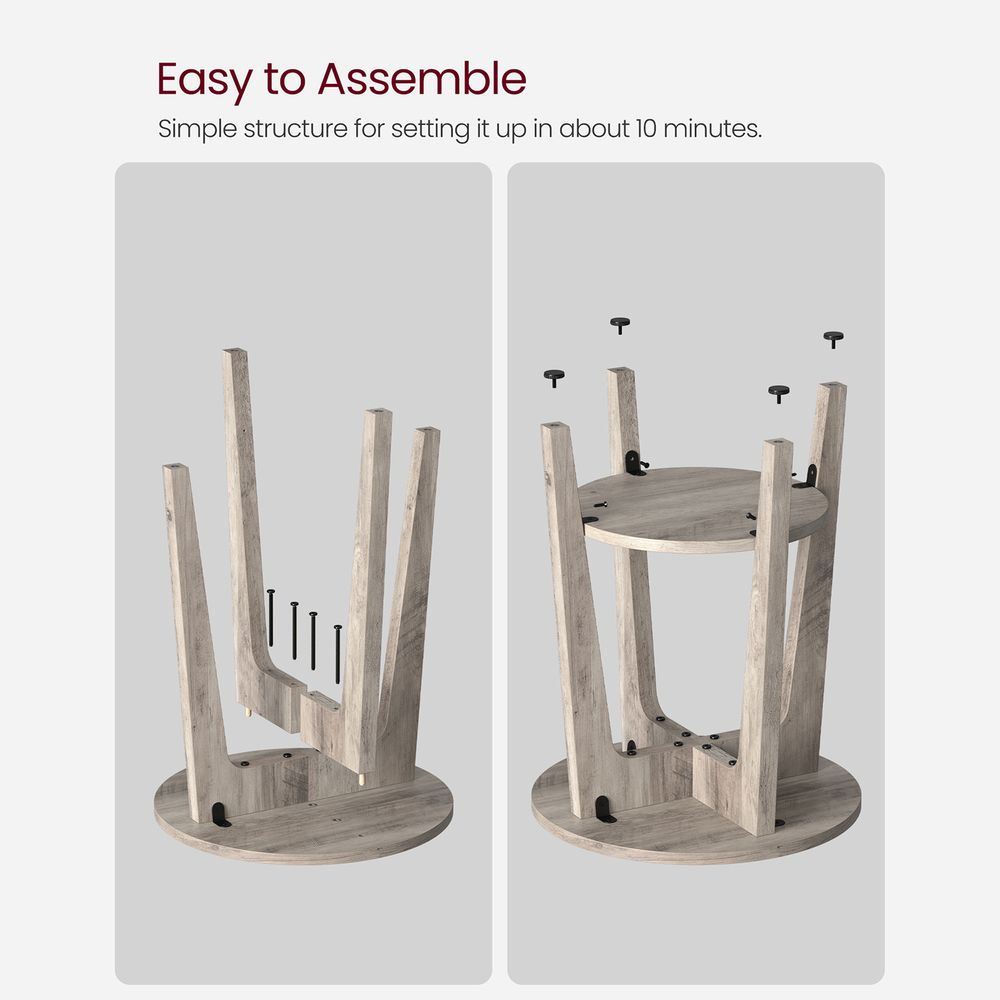 Small Round End Table – Lower Shelf – Space-Saving Side Table